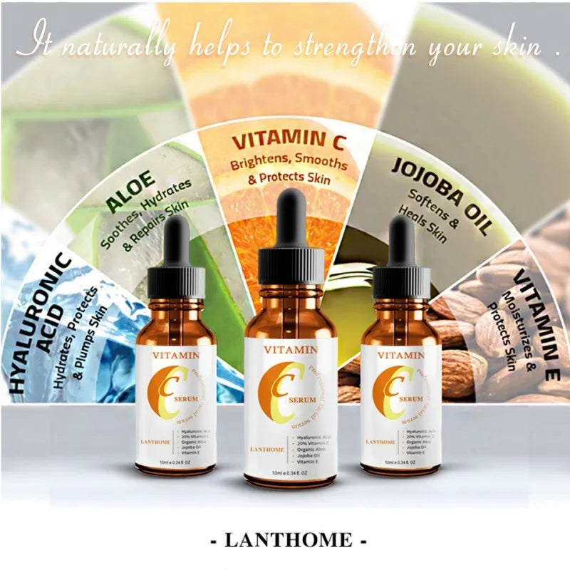 Vitamin C hyaluronic acid facial serum bottle for skin brightening and anti-aging