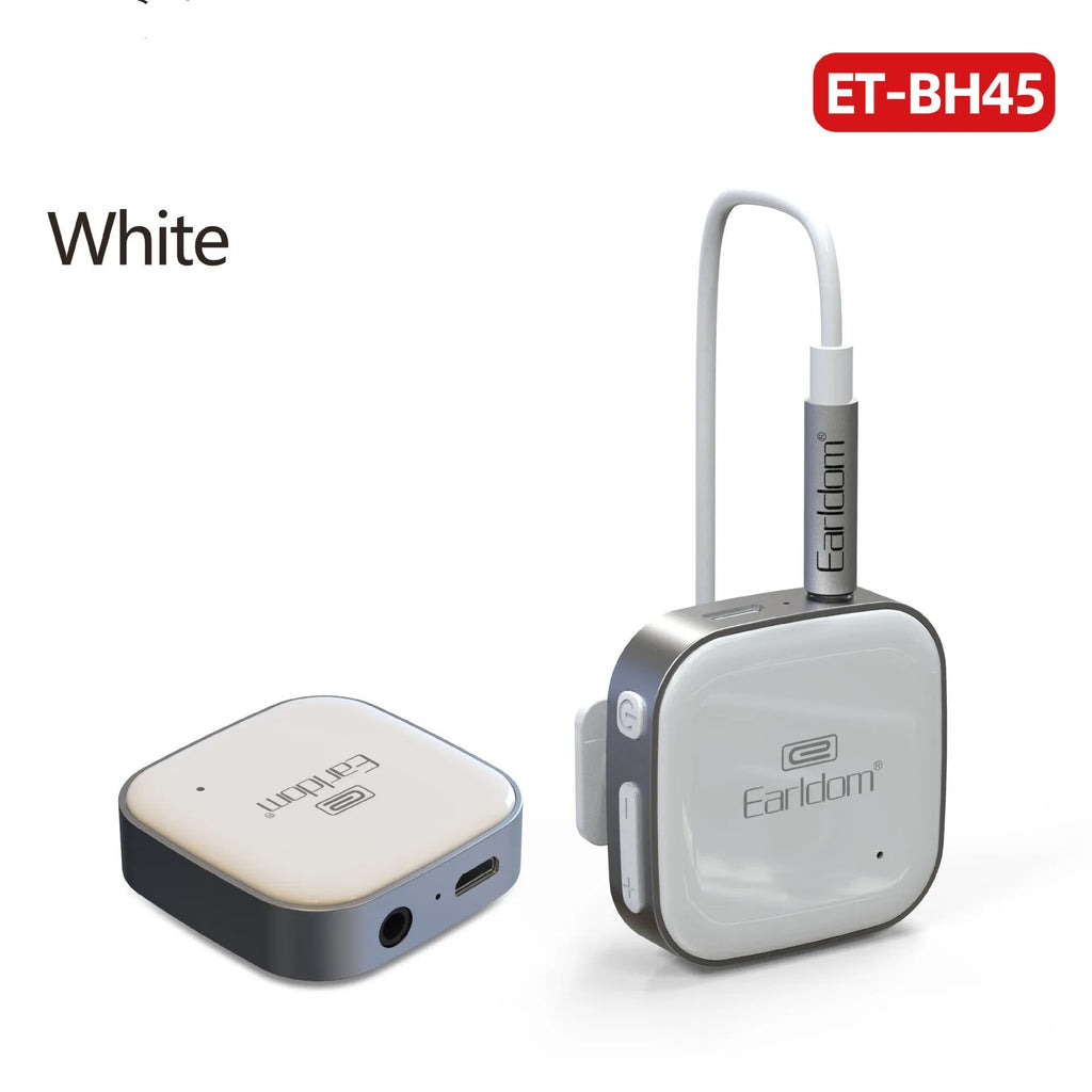 Black Bluetooth lavalier headset with clip, shown alongside red and grey colour variants.