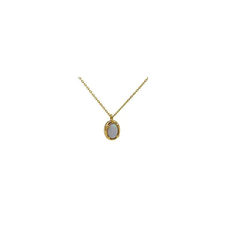 S925 silver oval pendant necklace with jelly opal design in gold or white gold plating options