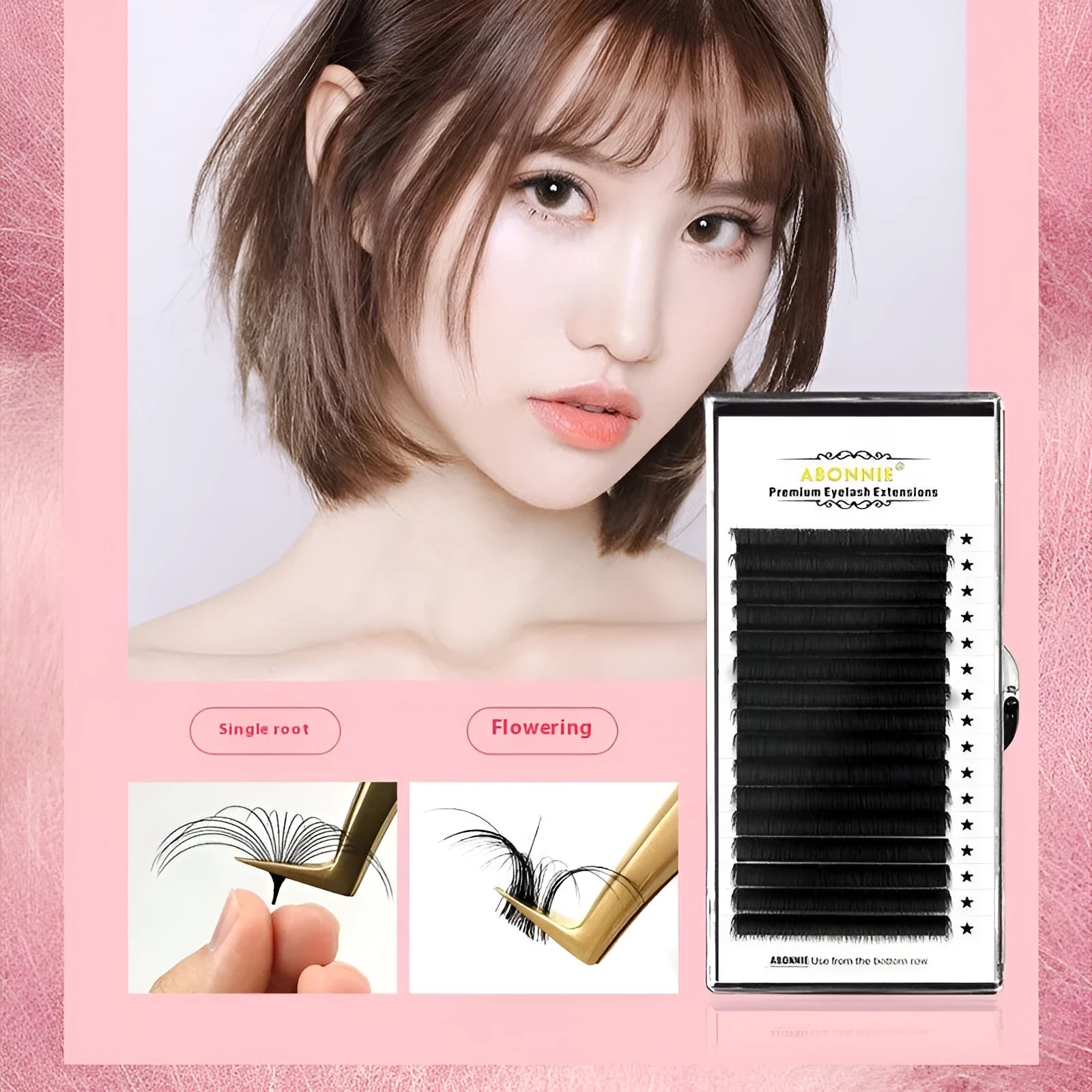 Large capacity 16-row dense false eyelashes made of mink hair on a matte round wool band.