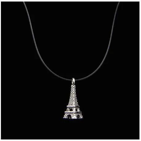 Transparent fishline necklace with geometric copper pendant, clavicle chain length, five style options