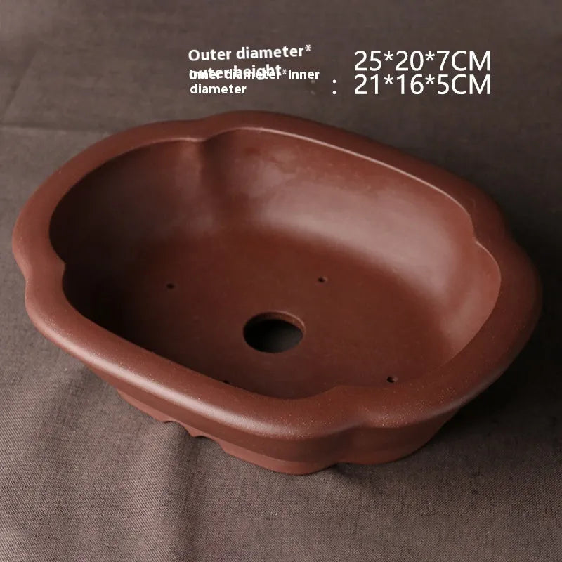Handmade purple clay classical Chinese style bonsai basin ceramic pot
