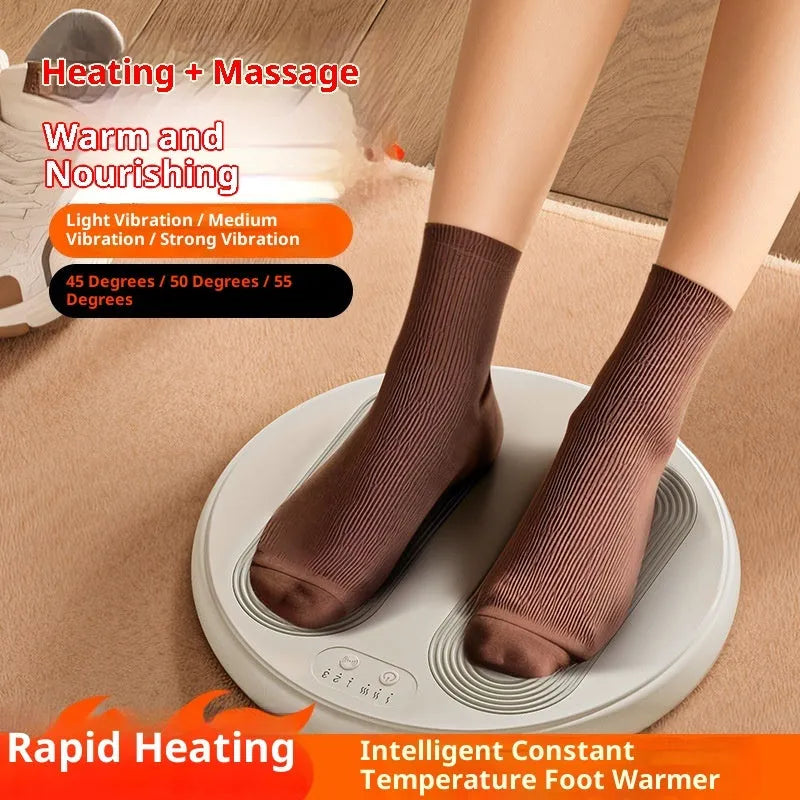 USB foot warmer massager in Beige Gray with heating pad and cable on a desk