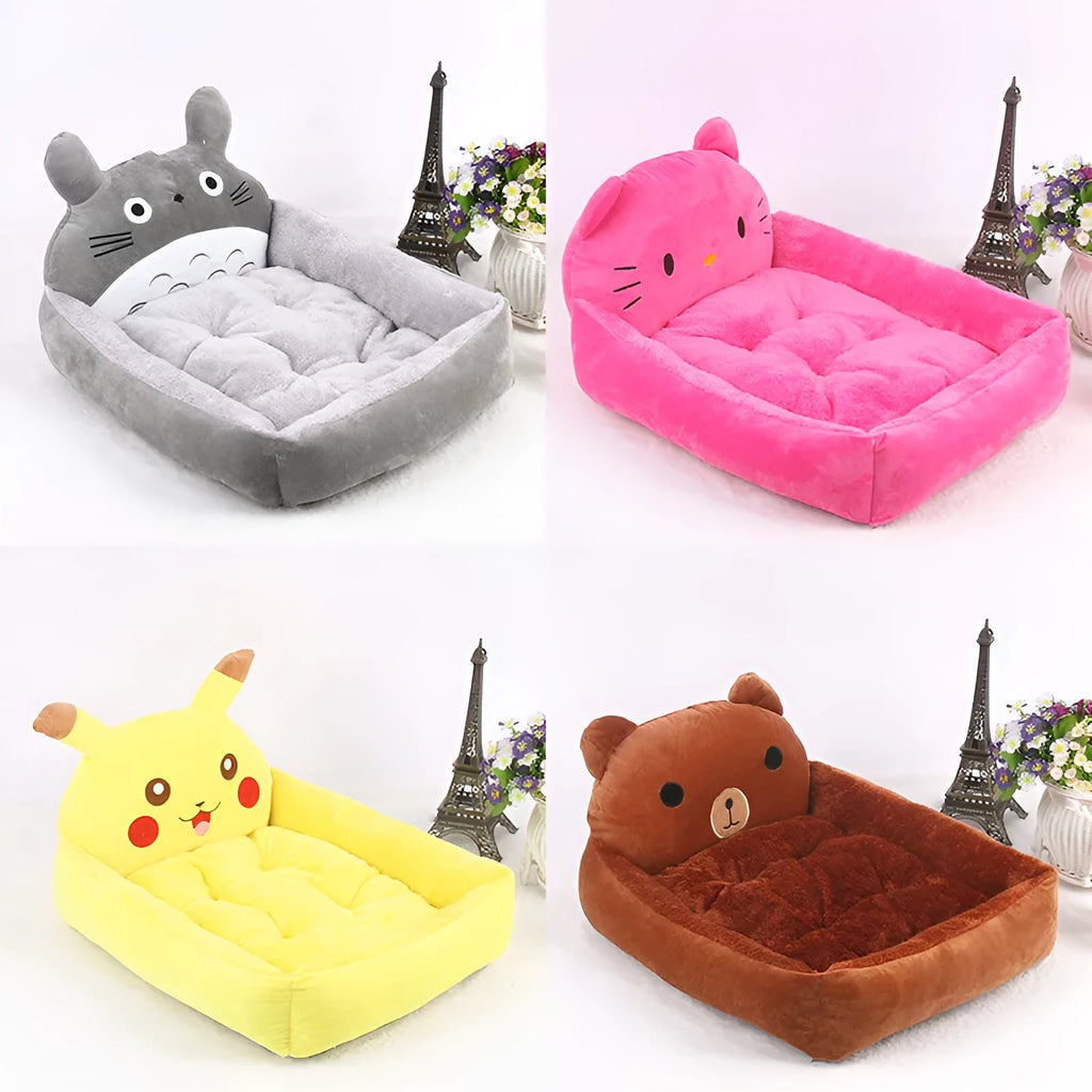 Cartoon-style washable pet bed sofa for small dogs and cats in multiple colours