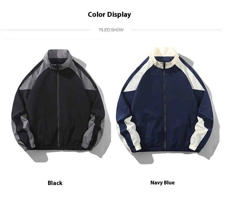 Men's casual jacket with contrast stitching and side pockets in polyester fabric