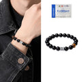 Pure silver obsidian six-word mantra bracelet for men, 10mm hand-woven prayer wheel style