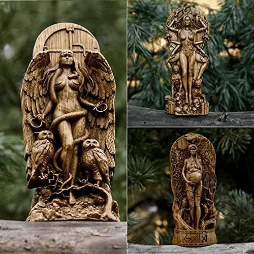 A detailed resin statue of a Greek goddess, 22cm tall, on a neutral background.