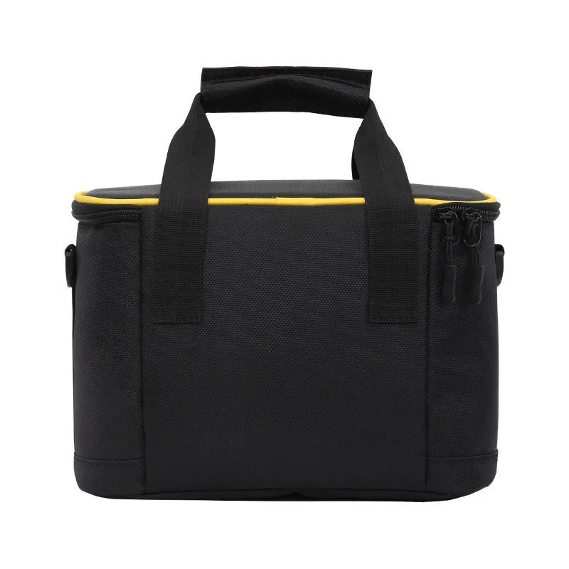 Large insulated crossbody lunch bag in Oxford cloth, green colour, with foldable design