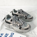 Men's white platform dad shoes with front lace-up, shown on a neutral background.