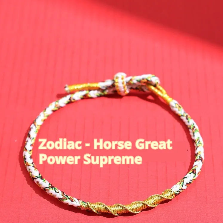 Eight-strand woven colourful guardian strap in zodiac colour options with hand-woven flexible wire construction