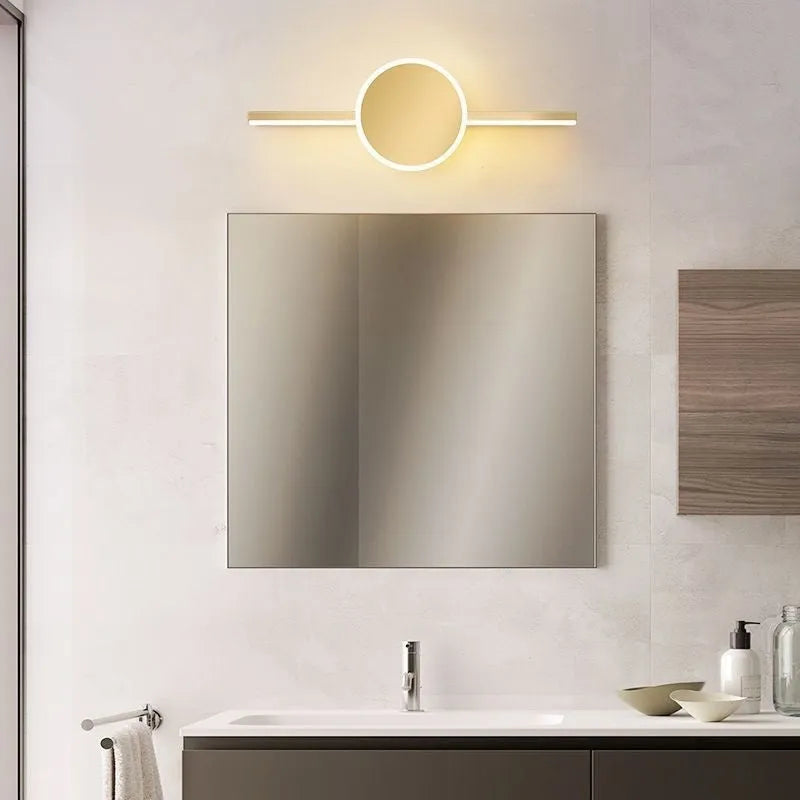 Gold finish mirror front bathroom cabinet LED makeup wall lamp, 60cm three-colour adjustable
