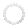 White Hetian jade barrel bead bracelet shown on a wrist, showcasing its unisex casual style.