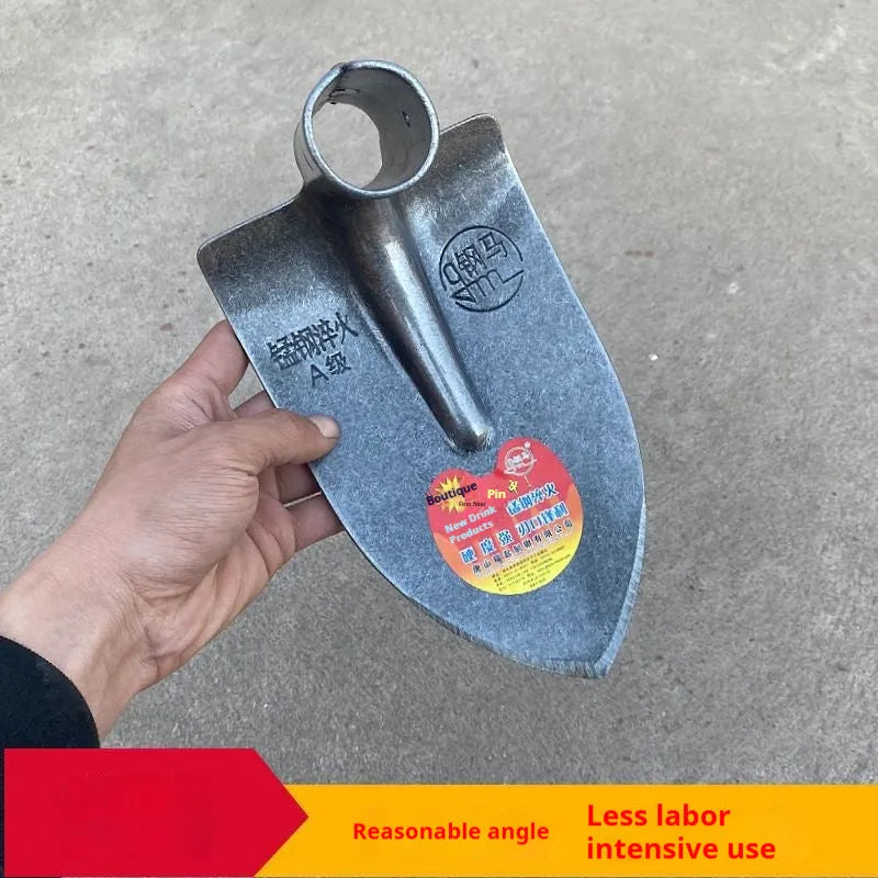 Agricultural pointed hoe plough tool with a pointed manganese steel blade and stainless steel shaft.