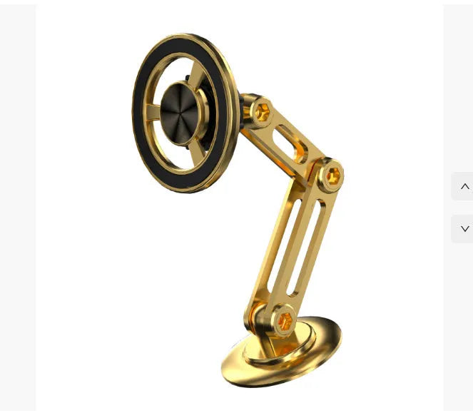 All-metal magnetic car phone holder with magnetic rings and adhesive pads in black finish.