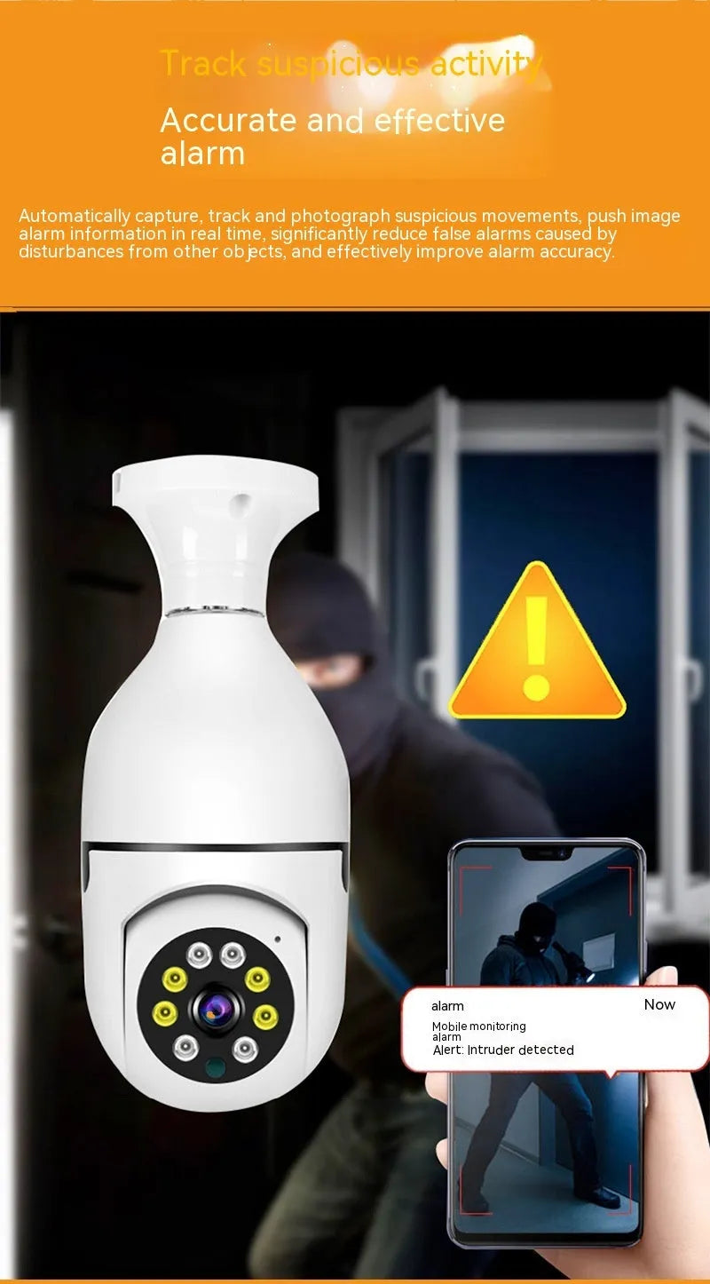 Wireless bulb security camera with 1080p HD video and full colour night vision for discreet monitoring