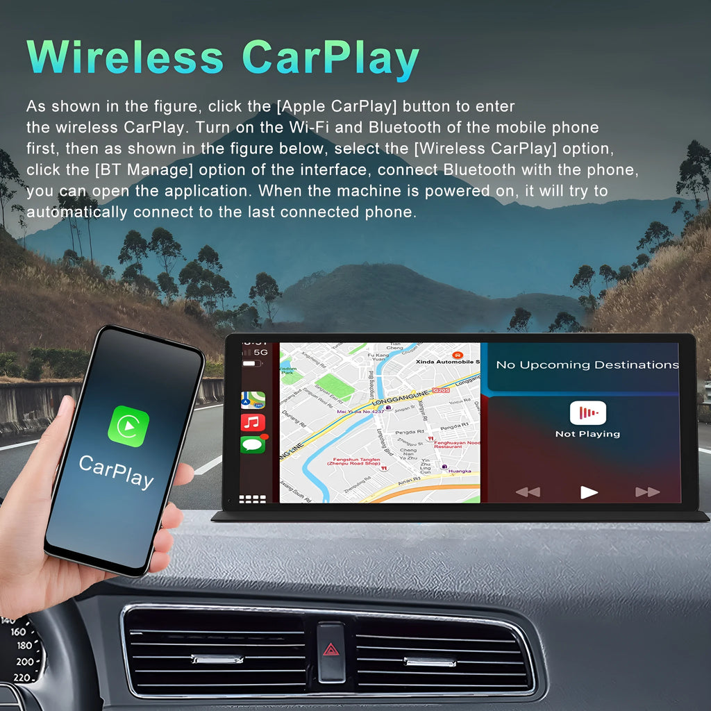 11.3 inch black plastic touch screen dashcam with GPS navigation on car centre console