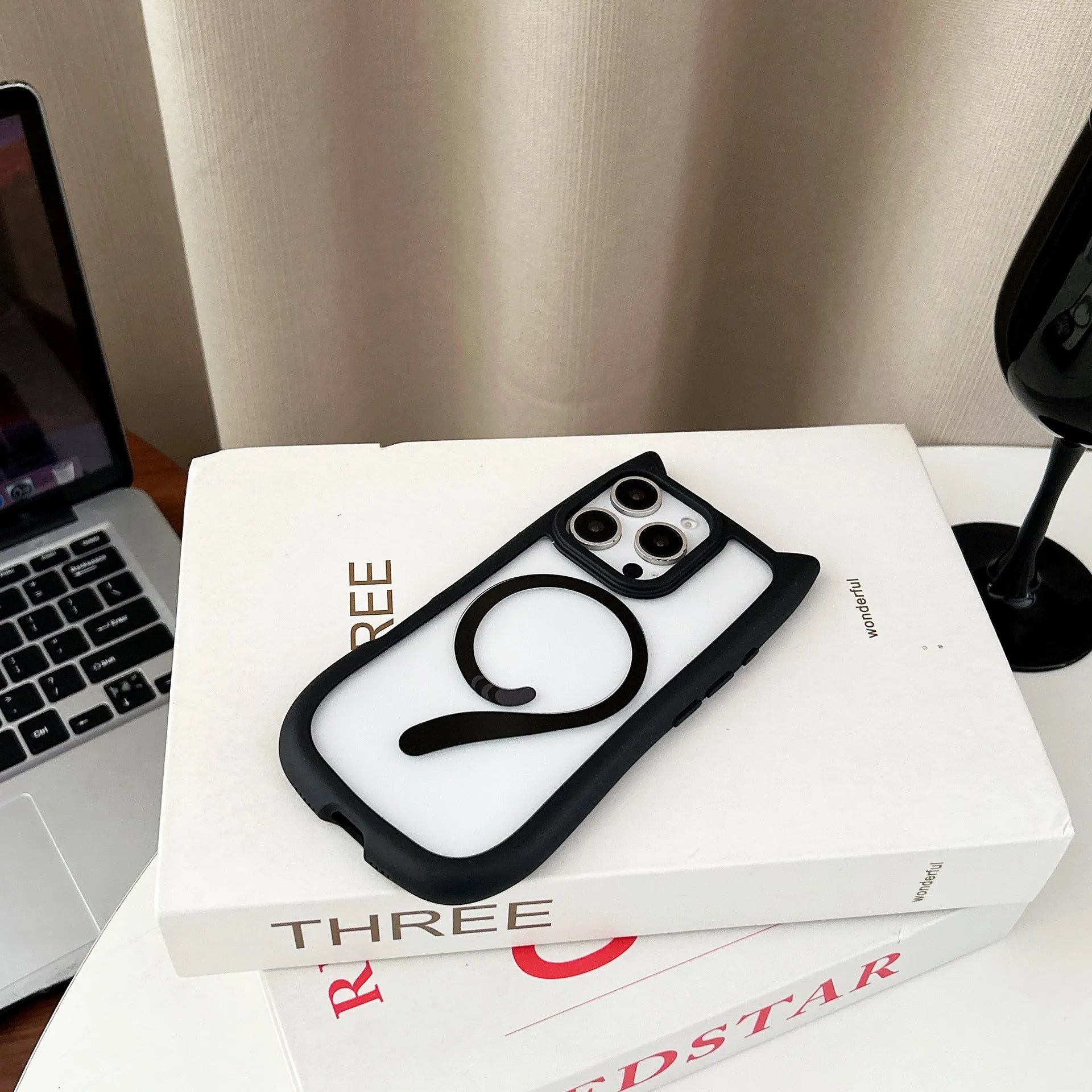 Transparent acrylic TPU phone case for iPhone 17 series showing two-in-one design