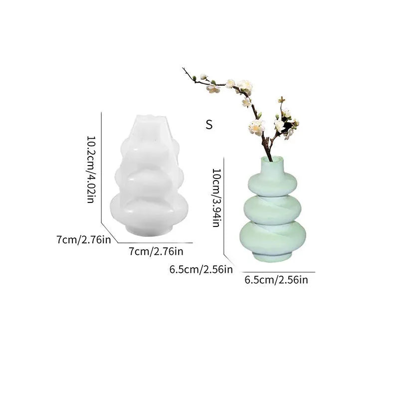 Three layer circle vase silicone baking mould in irregular modern shape