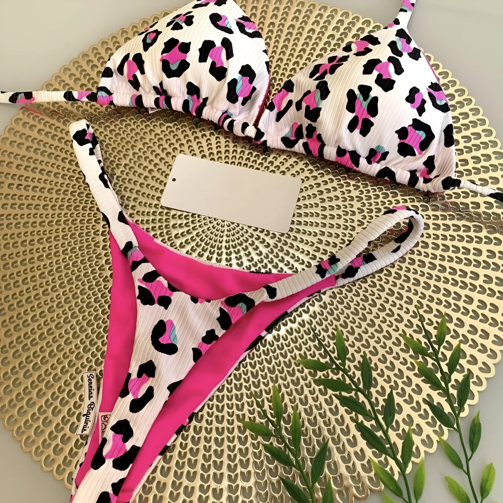 Women's printed nylon bikini swimsuit for swimming and wading sports, shown in colour RT2110.