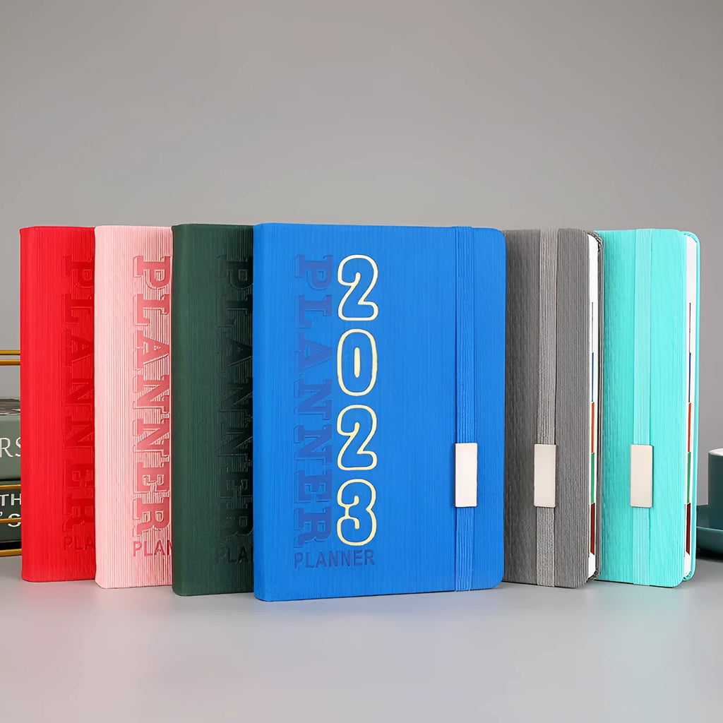 Creative trend student almanac schedule calendar diary with imitation leather cover and wireless binding