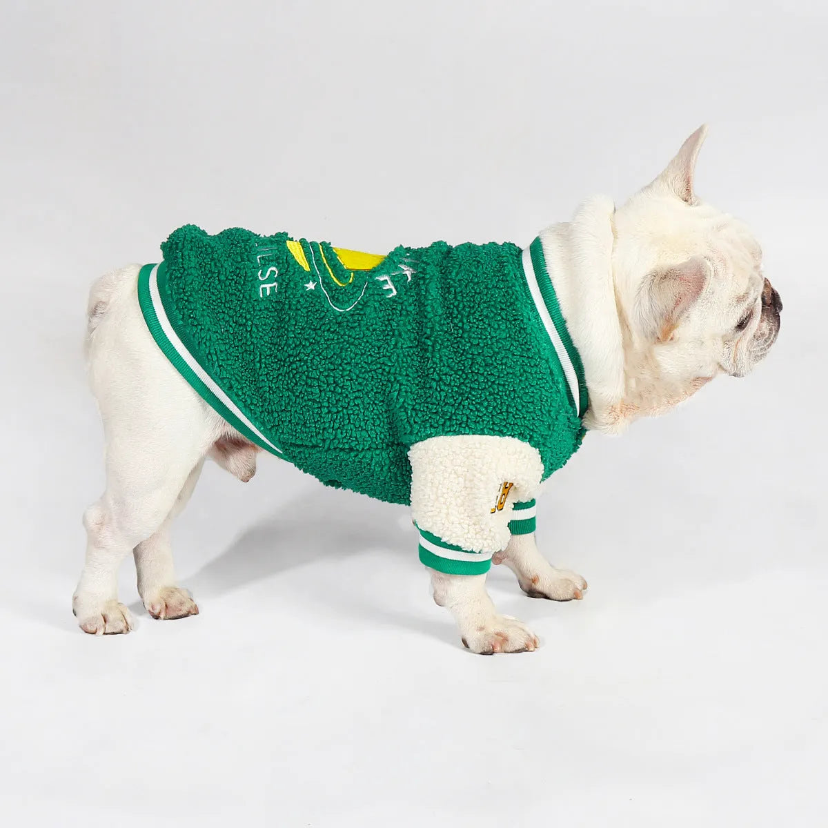 Green fleece-lined thick dog winter coat for large breeds size L to 4XL