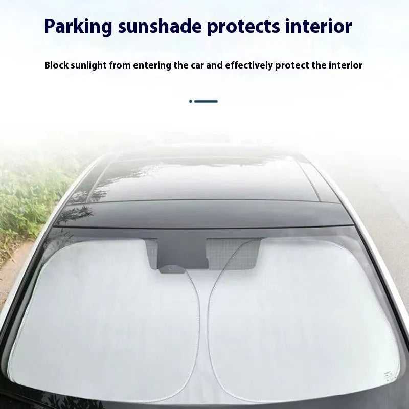Titanium silver car sunshade with aluminium foil construction for heat insulation