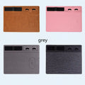 Pink PU leather wireless charging mouse pad with phone holder showing 320x260 mm dimensions