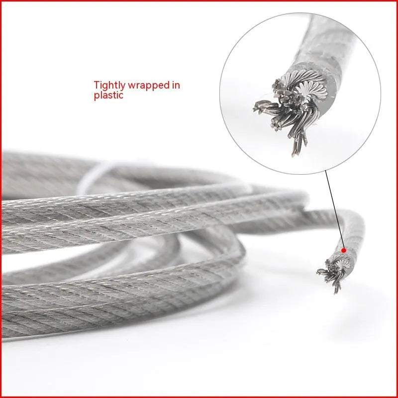304 stainless steel invisible anti-theft security wire coil showing flexible coated rope construction