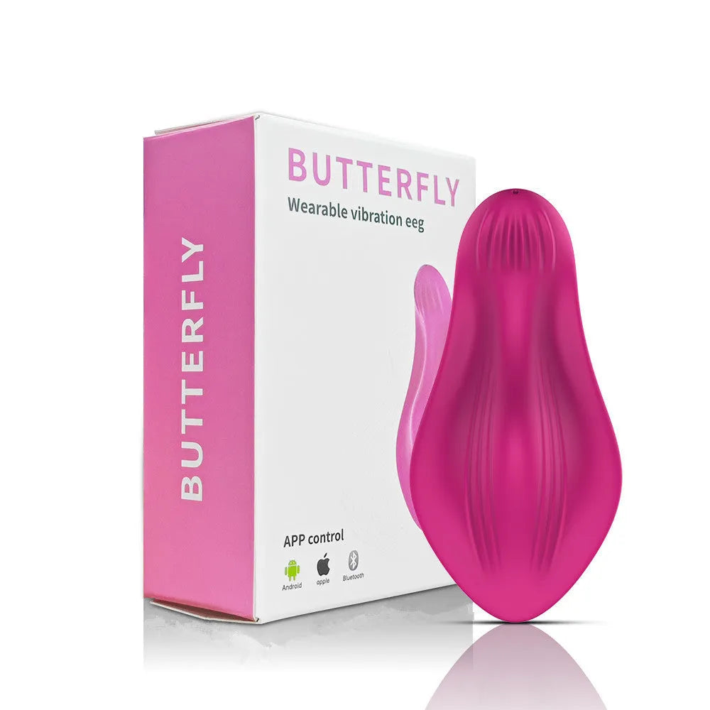 Rose red wearable butterfly female massager with APP remote control functionality