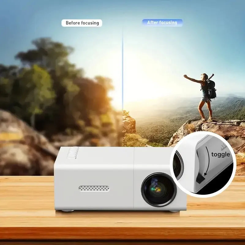 M100 portable mini LED projector in black and white options with remote control and cables