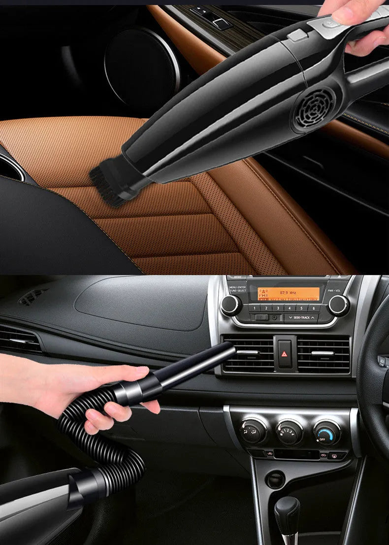 Hypa eighth generation black and orange 12V car vacuum cleaner with compact design.