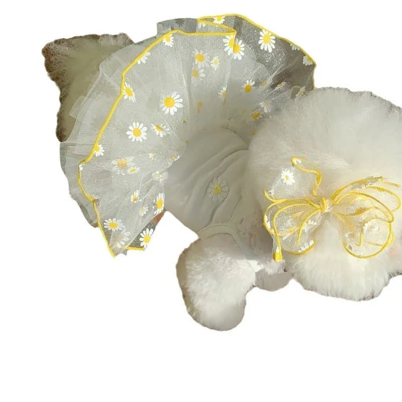 Summer thin dog coat in yellow little Daisy print for small to large dogs