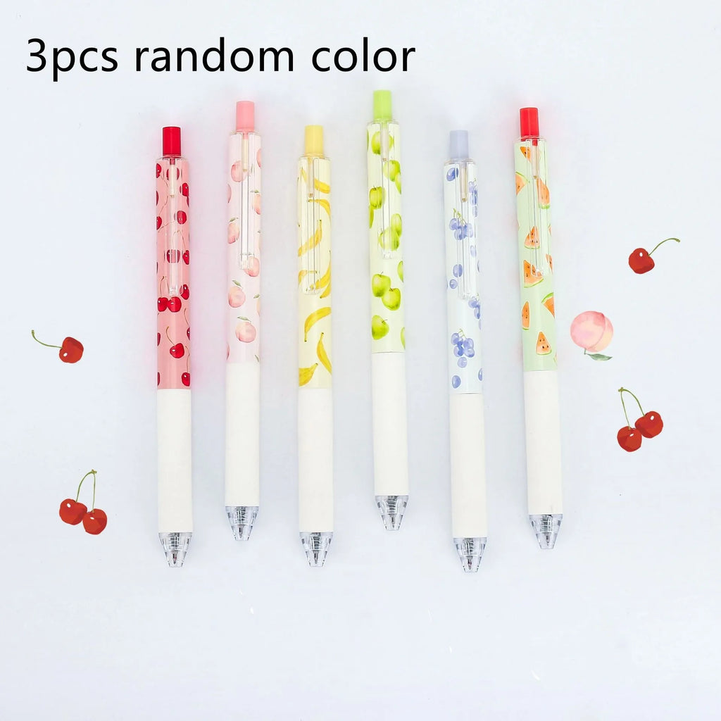 Creative scented fruit flavoured pressurised unisex pen 0.5mm black ink plastic barrel 3 pack random colours