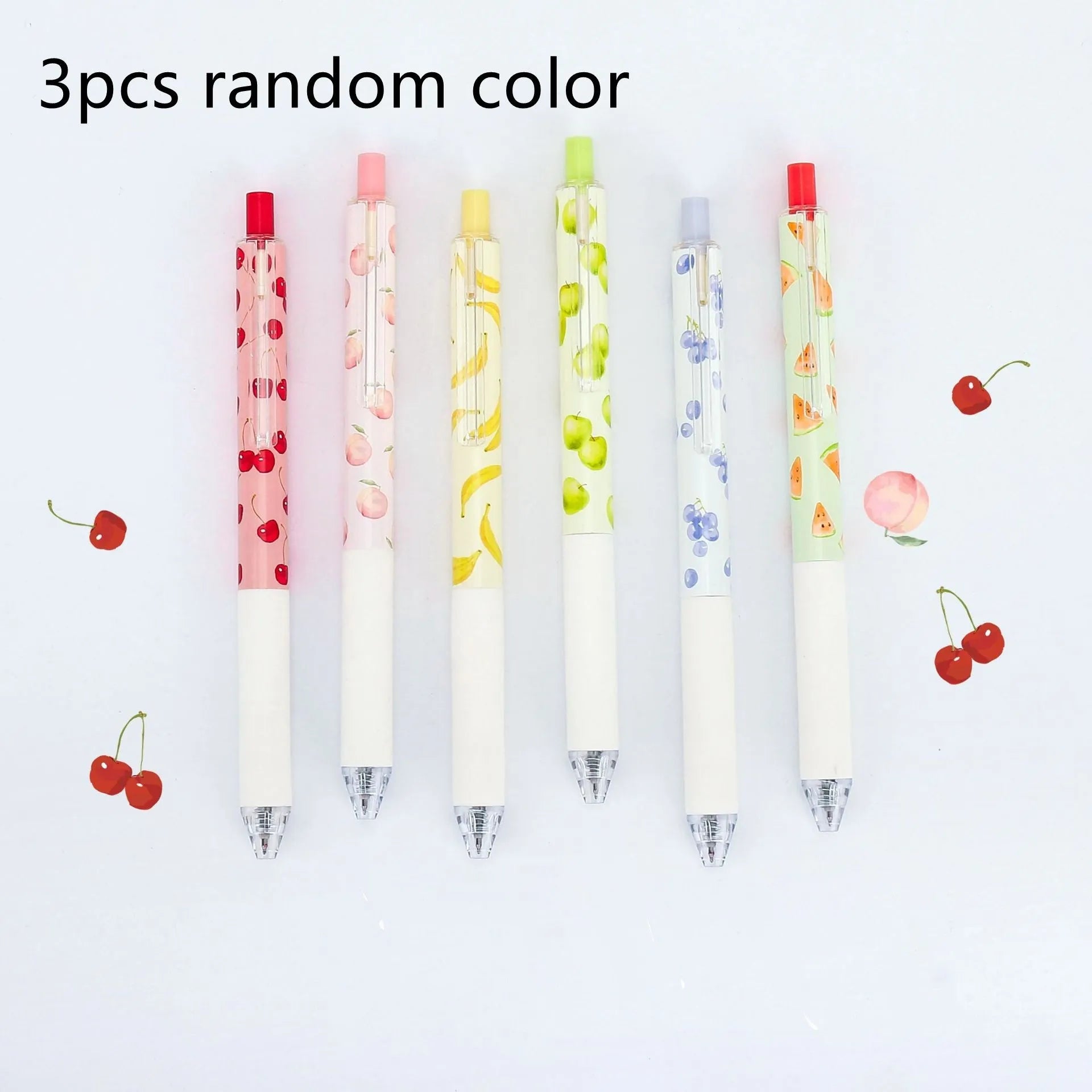 Creative scented fruit flavoured pressurised unisex pen 0.5mm black ink plastic barrel 3 pack random colours