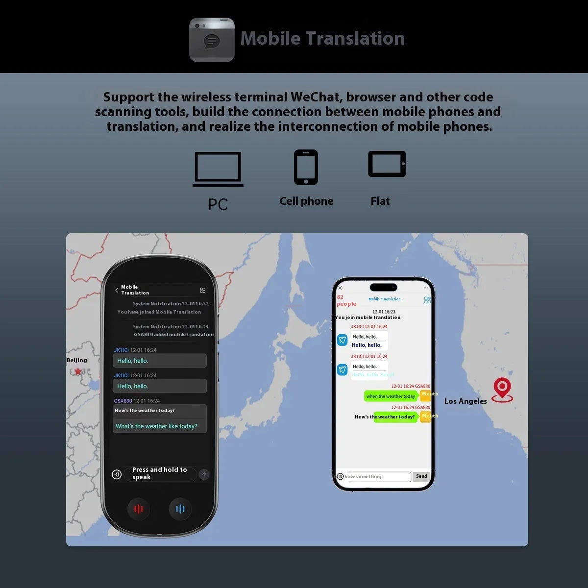 Black wireless simultaneous interpretation translation device for business meetings with included accessories