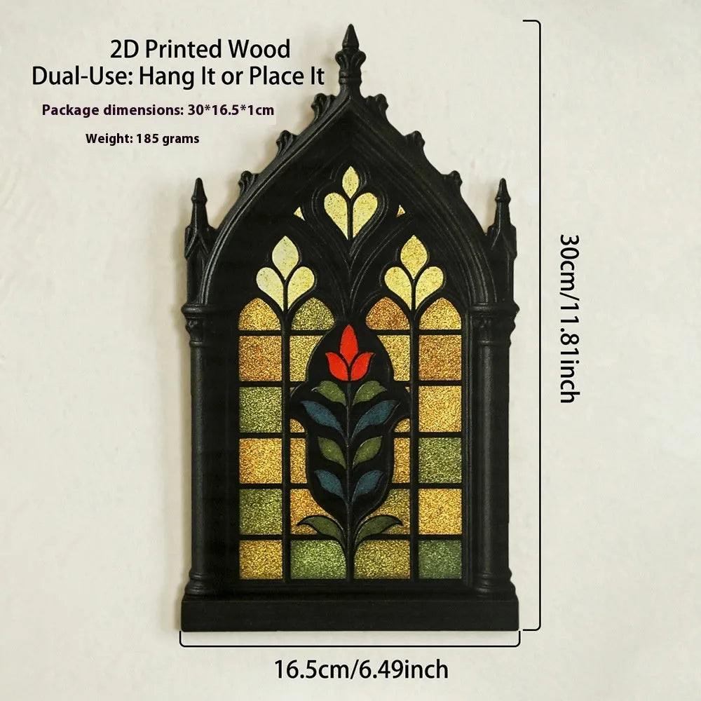 Black wooden Gothic style door frame wall mounted storage rack in three sizes