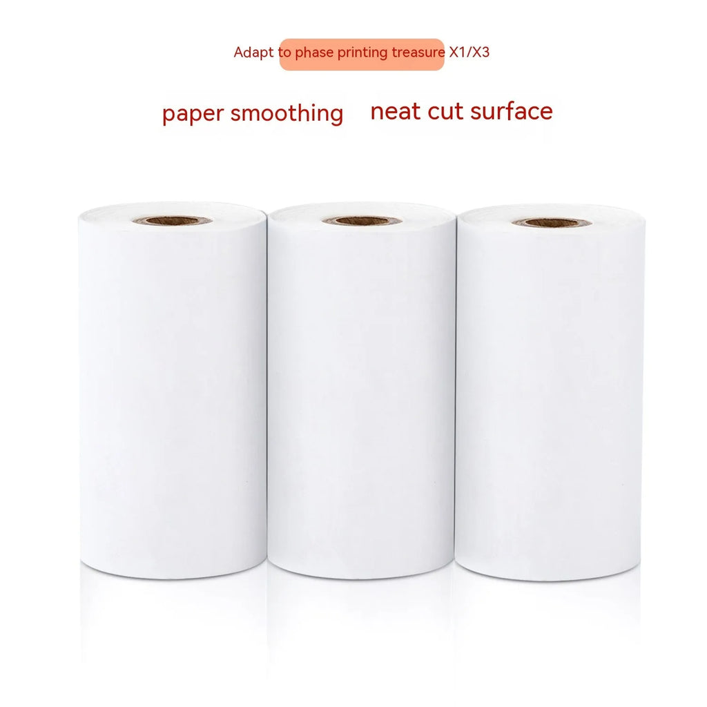 Three rolls of 57mm wide thermal paper with 30mm diameter in packaging