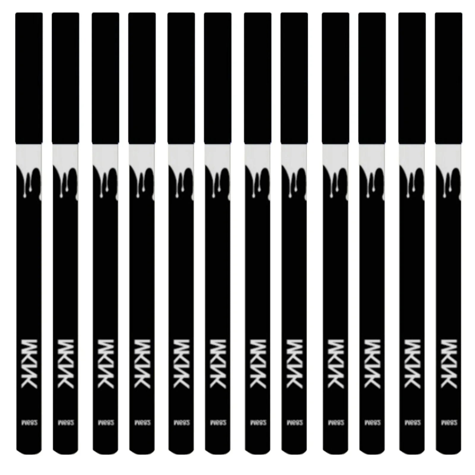 12-piece white and black eyeliner pencil set with sharpener, waterproof and retractable