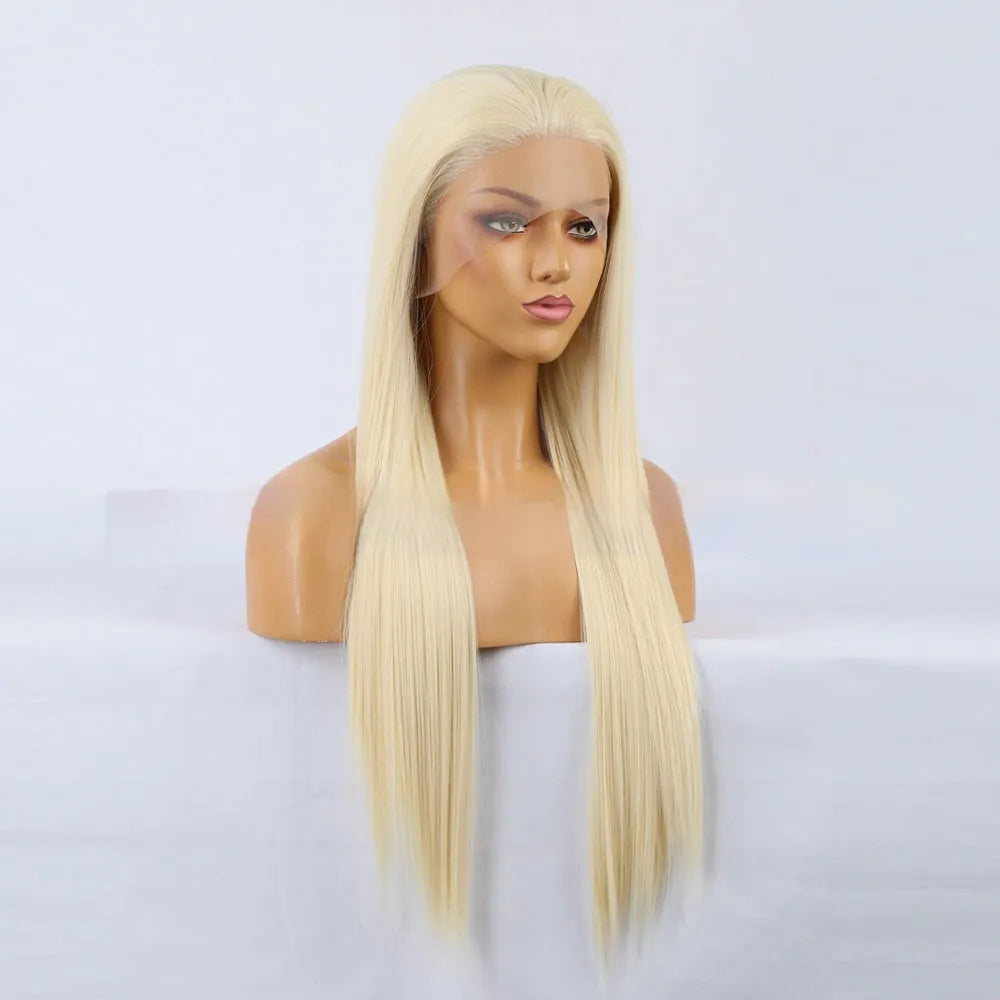 Natural high temperature fiber front lace wig in long length for any face type and skin colour