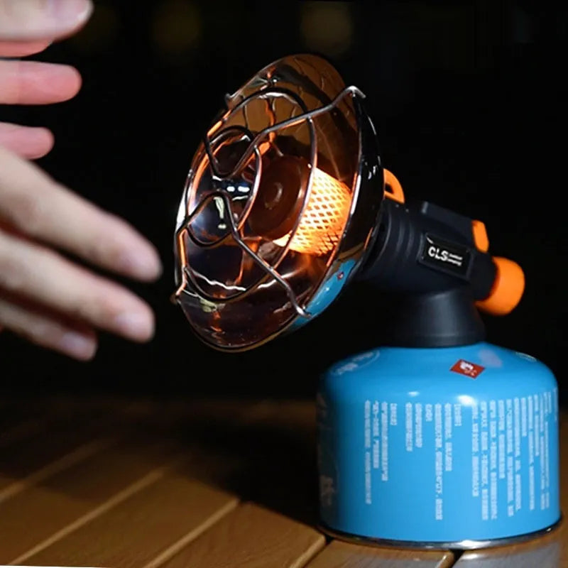 Black and orange portable camping heating stove with automatic ignition