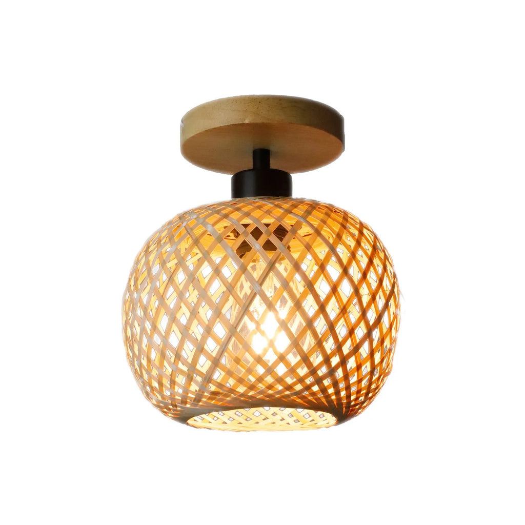 Bamboo Japanese-style aisle hallway ceiling lamp with wood colour finish