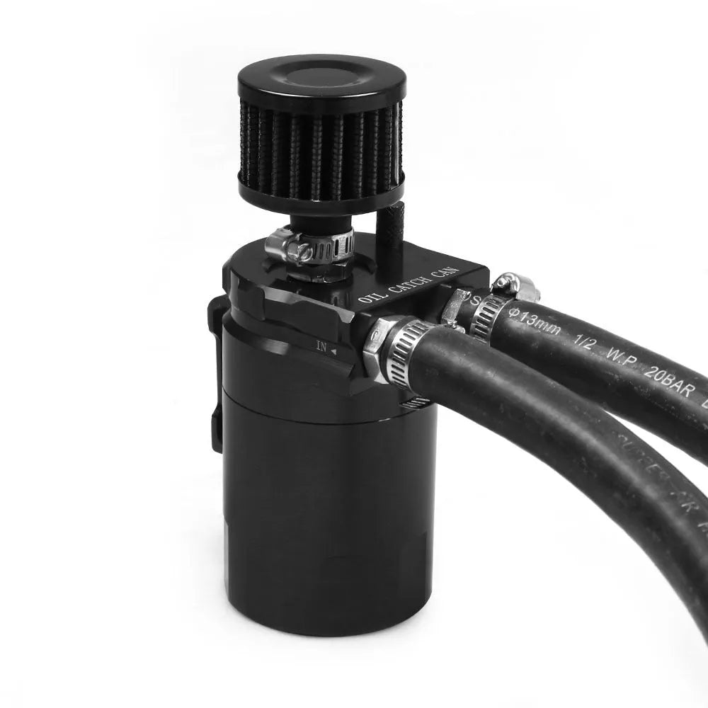 Aluminum alloy oil separator for Ford Expedition in choice of black, red, blue, or silver.