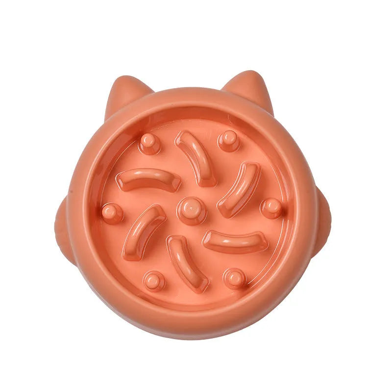 Green PP plastic slow feeder bowl for dogs with bone-shaped internal maze ridges.