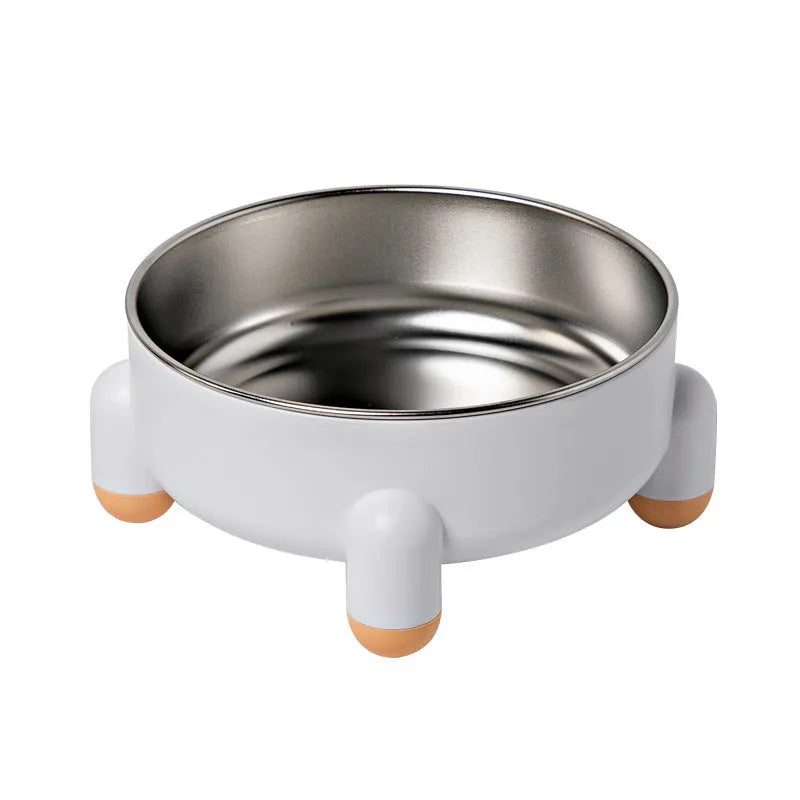 Green stainless steel pet bowl with a non-slip base and raised high-foot design.