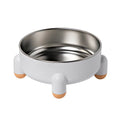 Green stainless steel pet bowl with a non-slip base and raised high-foot design.