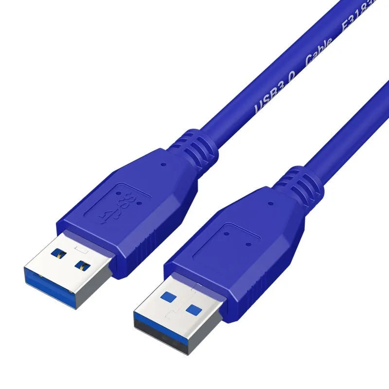 USB 3.0 A male to A male data cable for external hard disk enclosures on a white background.
