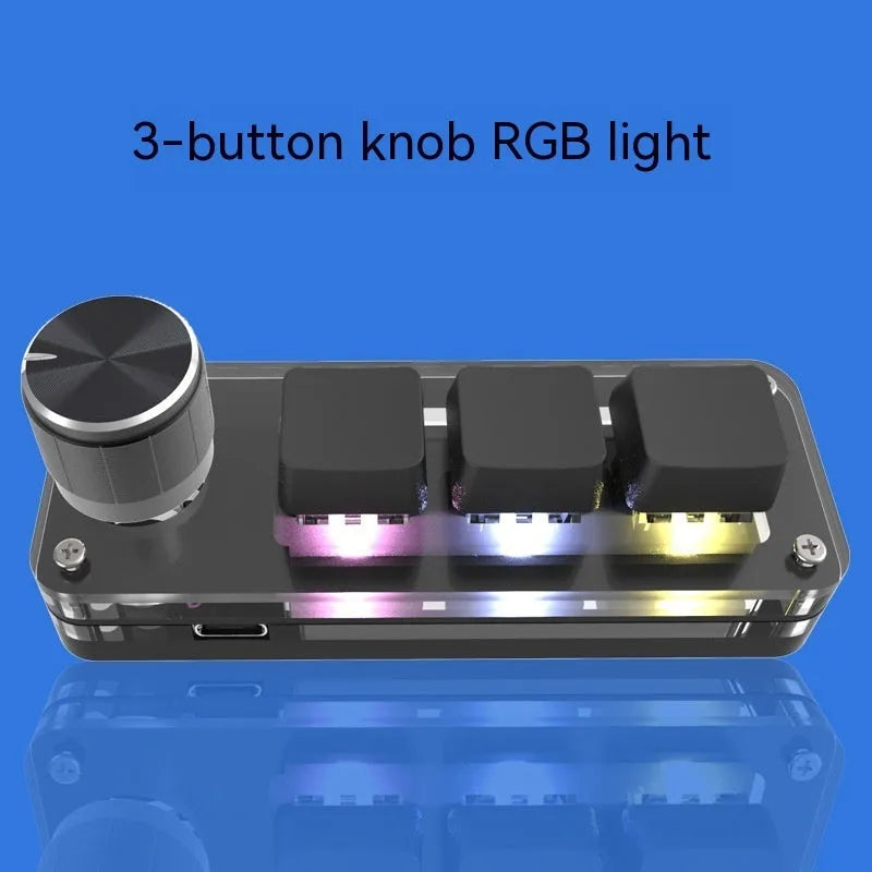 Custom mini keyboard with RGB backlighting and copy-paste buttons in black or white