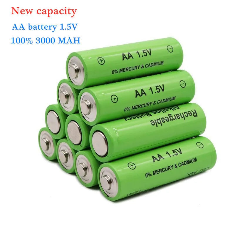 AA size 3000mAh alkaline rechargeable battery labelled 1.5V