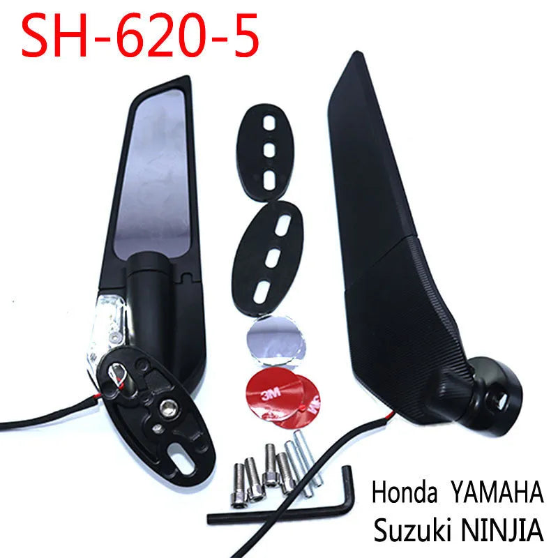 Motorcycle rearview mirror reflector with yellow light and convex lens