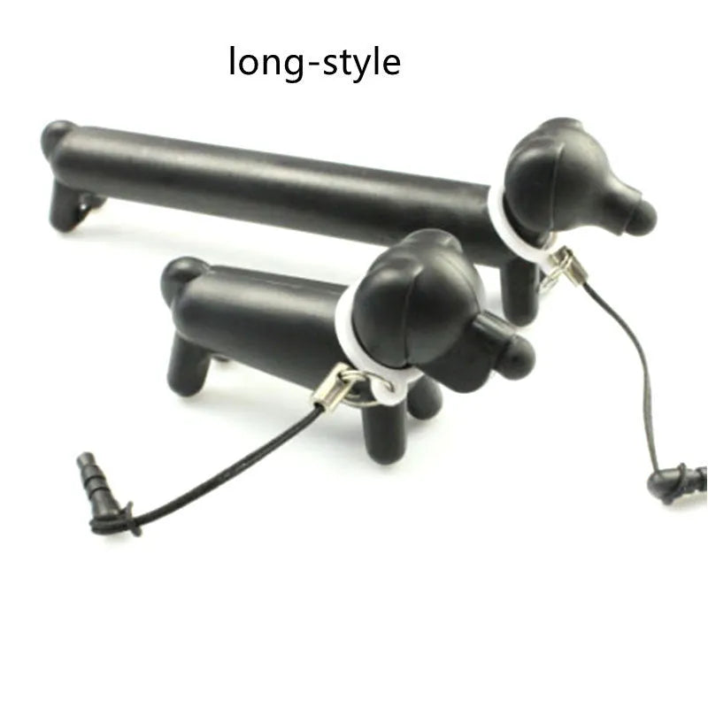 Long puppy shaped black conductive touch screen stylus 12cm length with carrying socket